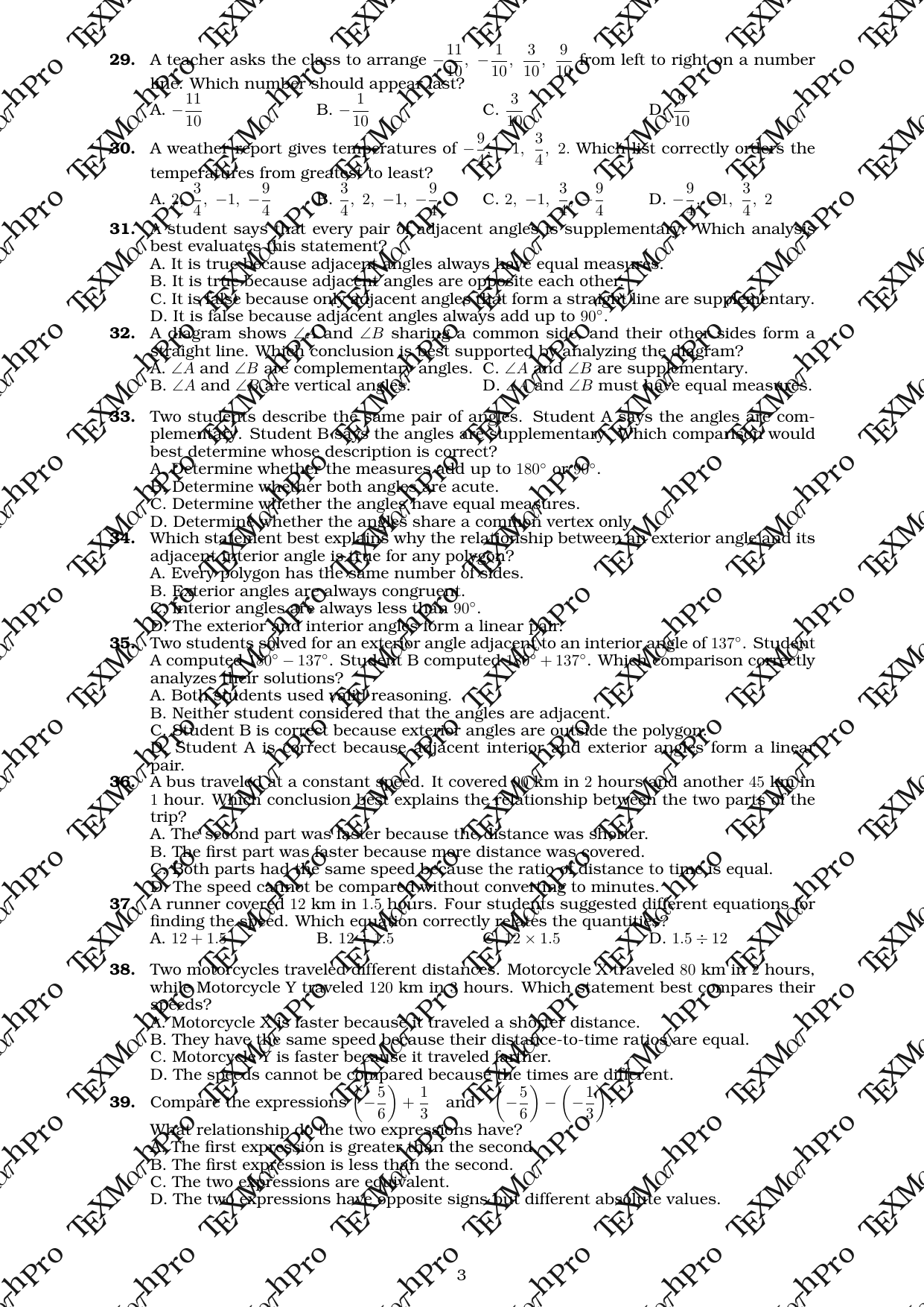 Grade 7 T1 Term Exam + Answer Key (Basic)