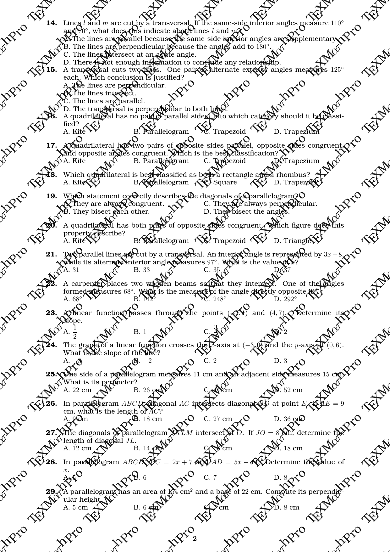 Grade 9 T1 Term Exam + TOS + Answer Key (Standard)
