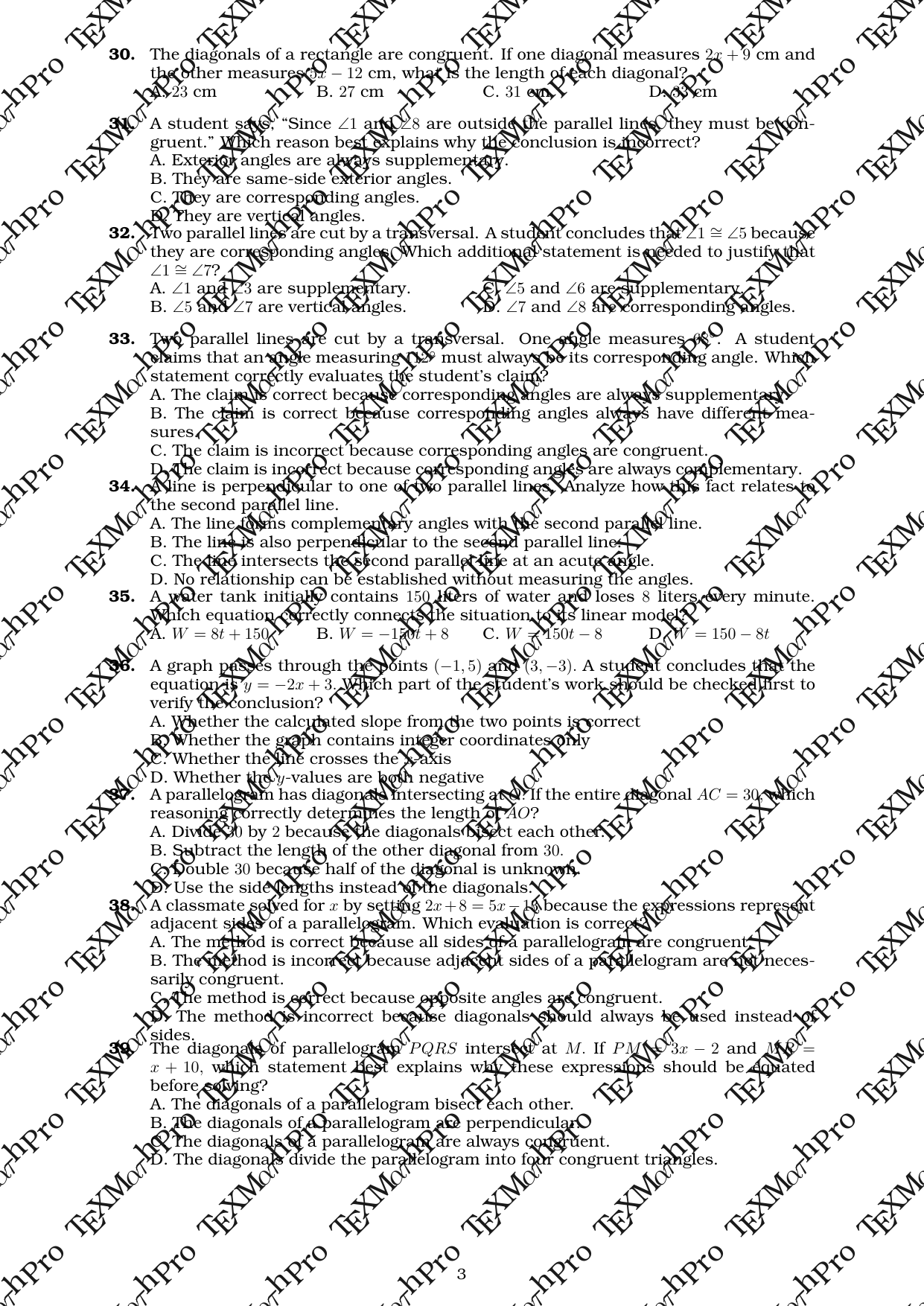 Grade 9 T1 Term Exam + TOS + Answer Key (Standard)