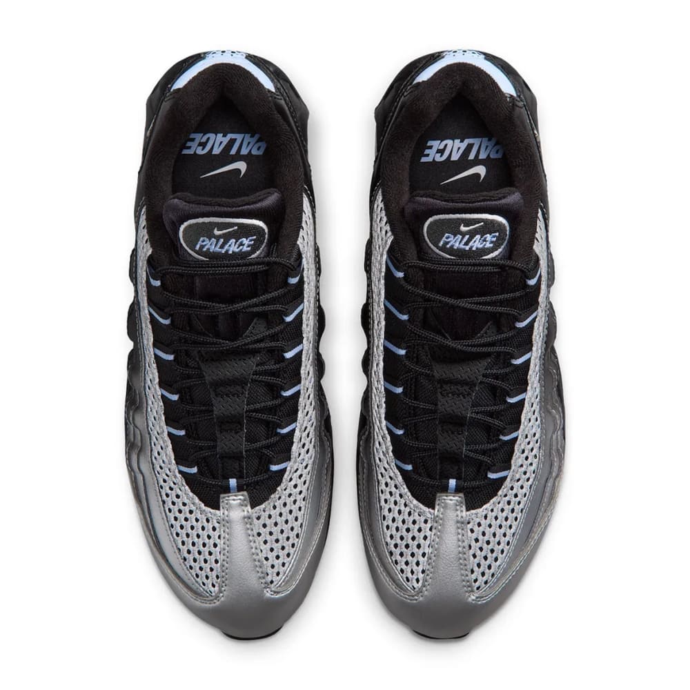 Palace x Nike Air Max 95 silver to black gradient colourway IQ7708-095 lateral and medial view