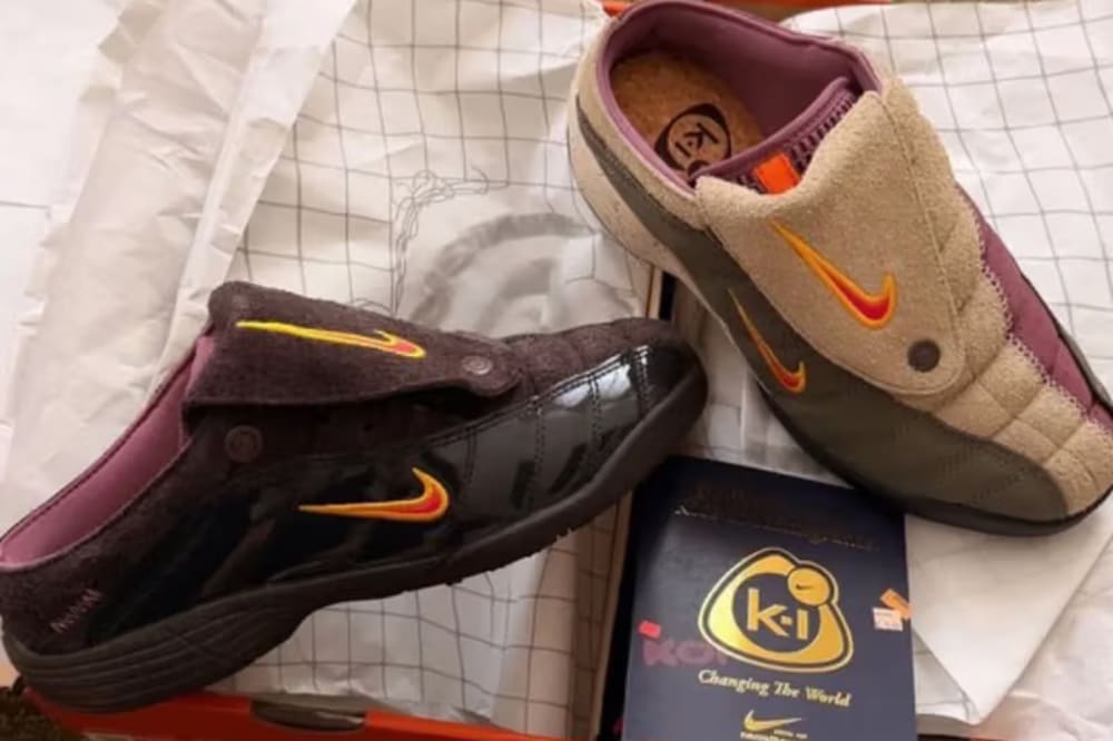 Kids of Immigrants x Nike T90 Mule in Khaki IH4422-200 and Velvet Brown IH4422-201