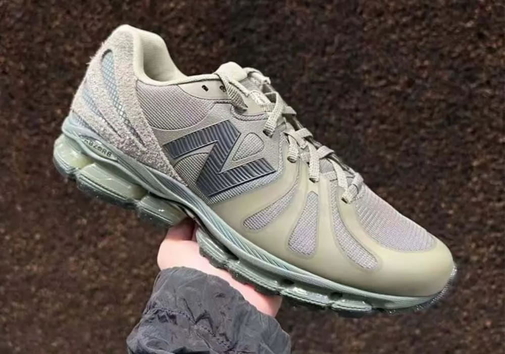 Stone Island x New Balance 1890 Grey Soft Green Off-White colourway detail 2026