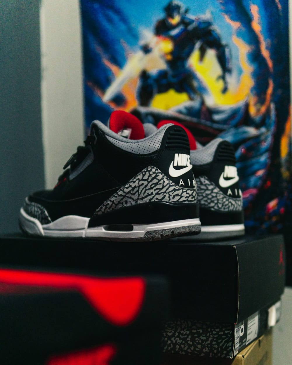 Air Jordan 3 Black Cement on display — AJ3 elephant print mudguard India