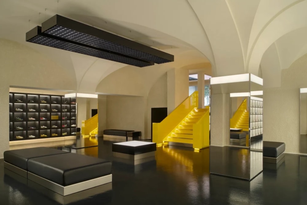Onitsuka Tiger Champs-Elysees flagship store Paris opened July 2025 with Tiger Yellow interior
