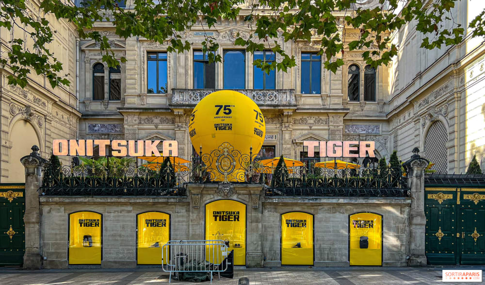 Onitsuka Tiger installation at 25 Avenue des Champs-Elysees Paris with sneaker exhibition and cafe