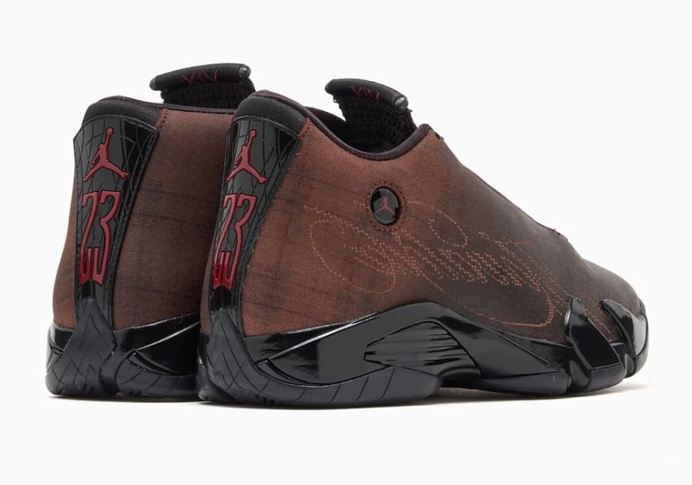 Mowalola Air Jordan 14 Burnt Red Metallic Gold distressed leather Paris Fashion Week 2026