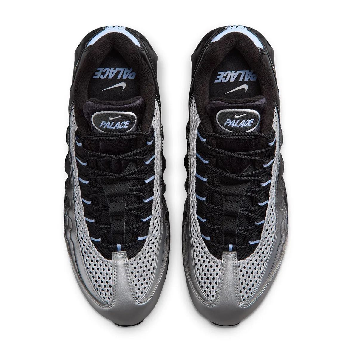 Palace x Nike Air Max 95 silver to black gradient colourway IQ7708-095 lateral and medial view
