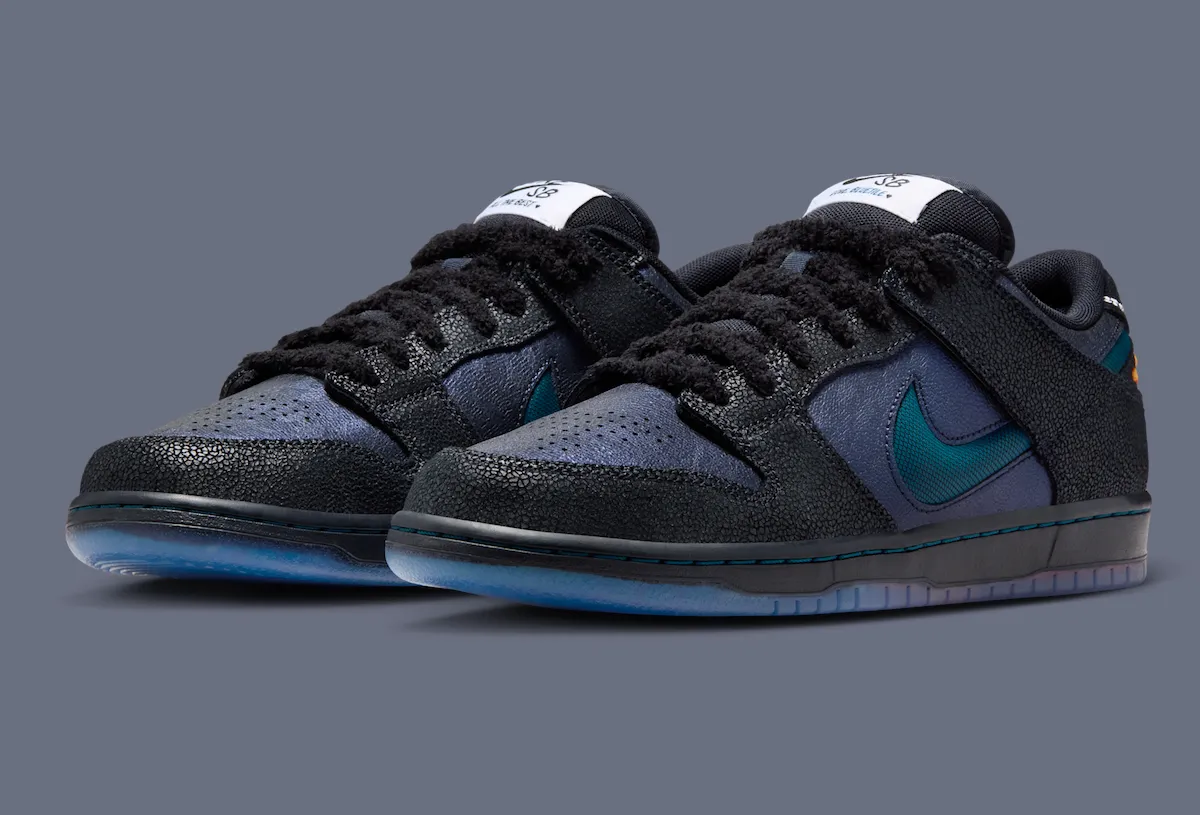 Bluetile x Nike SB Dunk Low IQ1323-001 orange blue monarch butterfly detail heel embroidery 2026