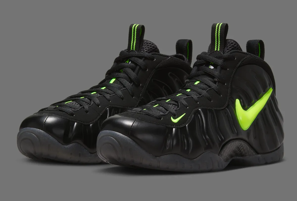 Nike Air Foamposite Pro Voltage HF0794-002 black shell yellow green accents side profile 2026