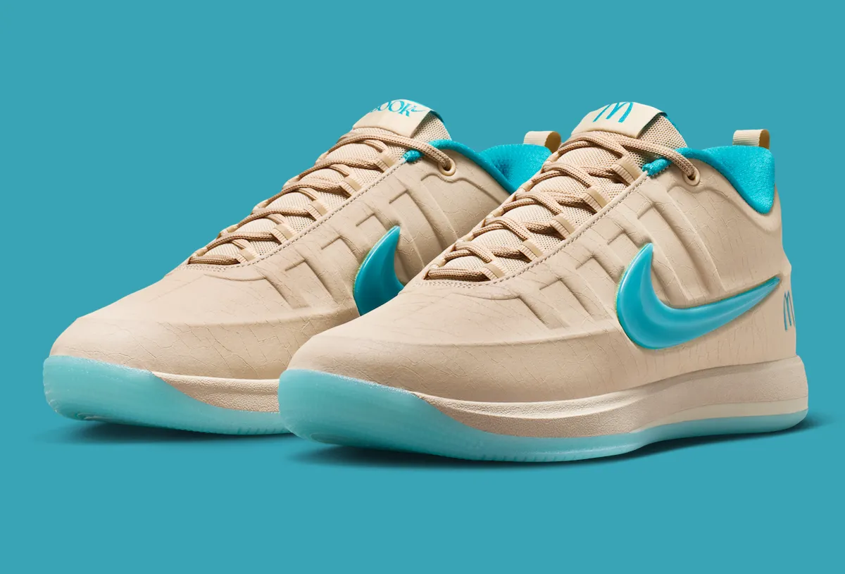Nike Book 2 Sedona IR6443-100 Sanddrift Turquoise colourway detail 2026