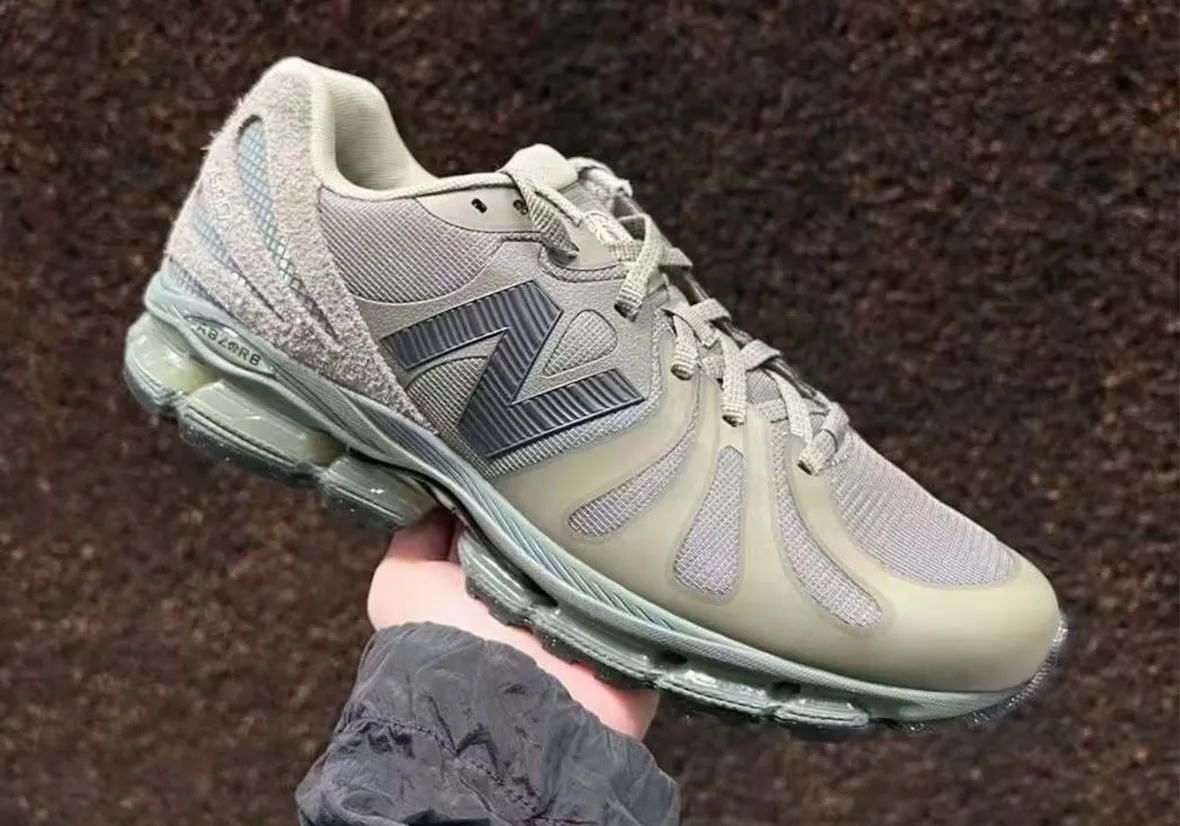 Stone Island x New Balance 1890 Grey Soft Green Off-White colourway detail 2026