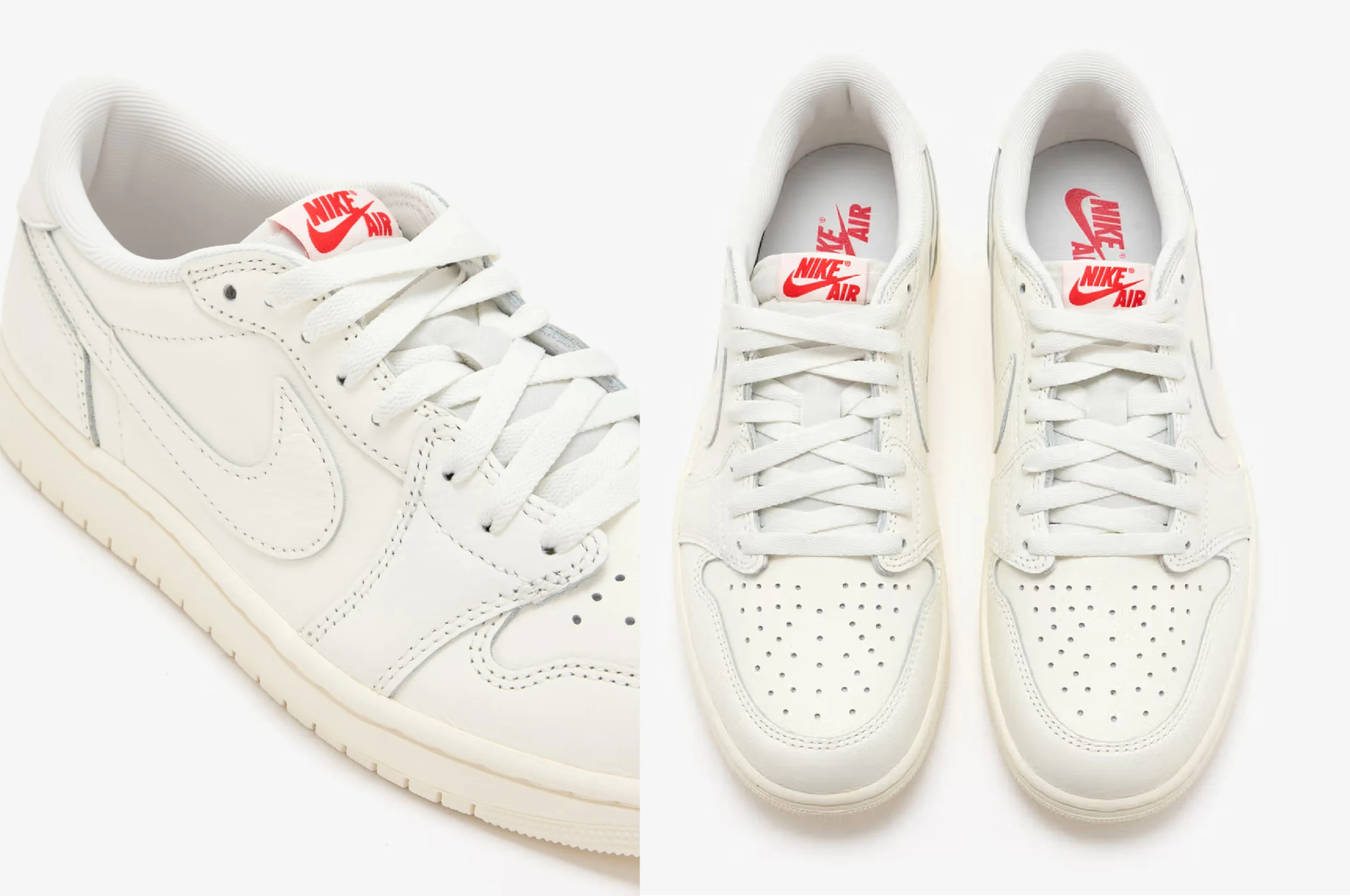 Air Jordan 1 Low OG Sail 2026 on-feet lifestyle - cream leather Jordan 1 Low worn in street setting