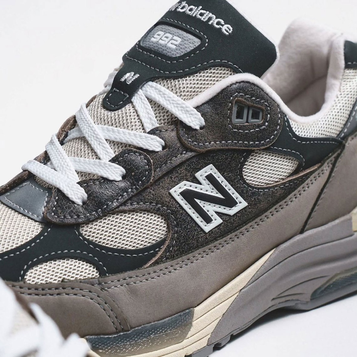 New Balance 992 Made in USA Shadow Grey U9927WX Blacktop suede medial sole detail 2026