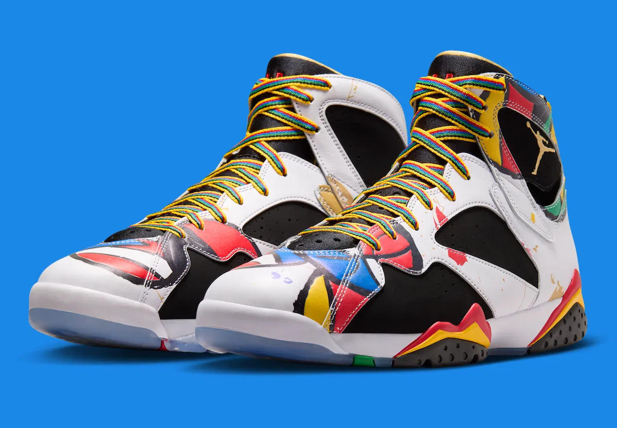 Air Jordan 7 Retro Miró IQ6573-100 White Multi-Color Varsity Royal 2026 lateral view