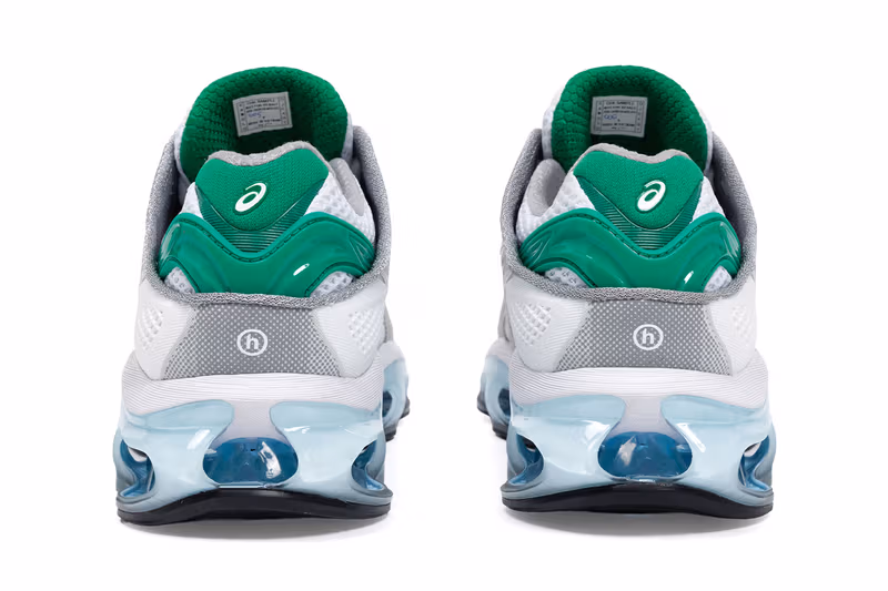 HIDDEN.NY x ASICS Gel-Kinetic 2.0 White Castle Rock colourway FF Blast Plus TPU cage detail 2026