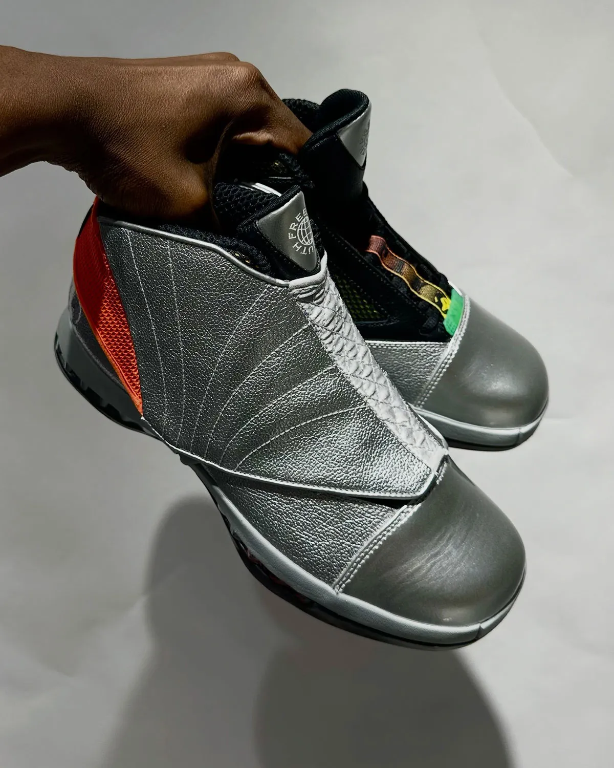 Free The Youth Air Jordan 16 Metallic Silver IV7638-001 lateral view 2026