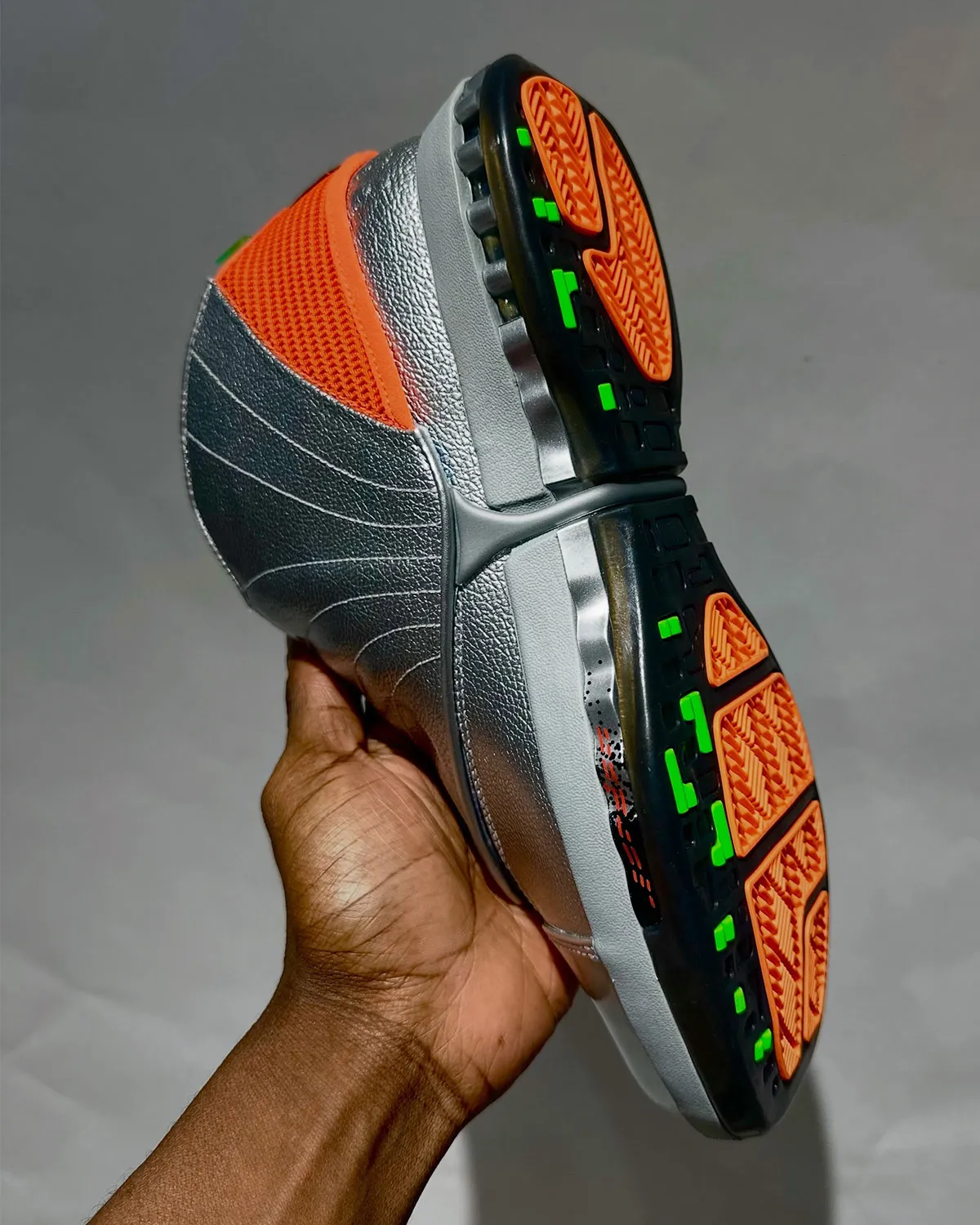 Free The Youth Air Jordan 16 Metallic Silver removable shroud detail with Tawny Eagle artwork panel