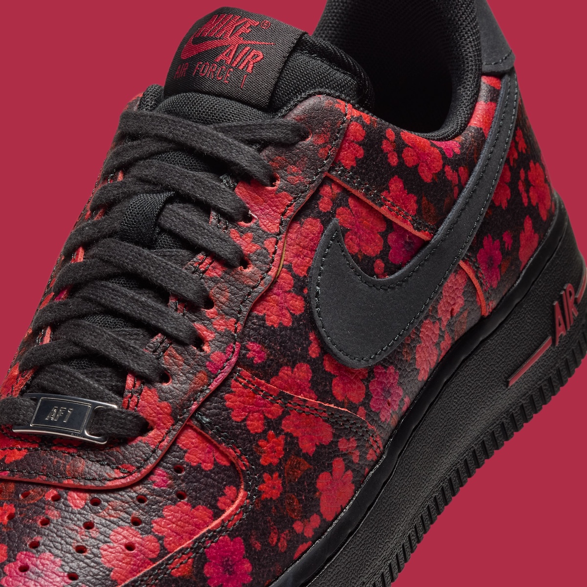 Nike Air Force 1 Floral IR8617-900 black suede Swoosh detail over embroidered flowers 2026