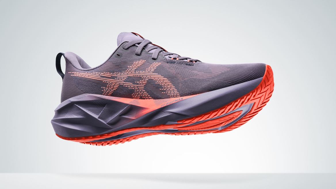Asics Novablast 5 cushioned running shoe official press image 2026