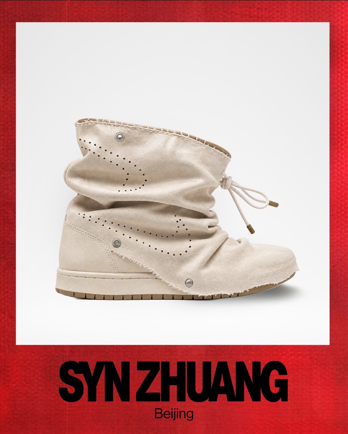 Syn Zhuang Jordan Design Studio winning Air Jordan 1 with folding suede collar Beijing 2026