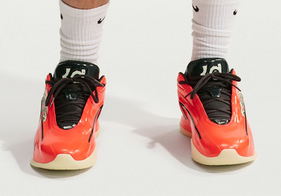 Nike KD 19 Halloween IO8112-600 dark smoke grey and bright crimson basketball shoe side view