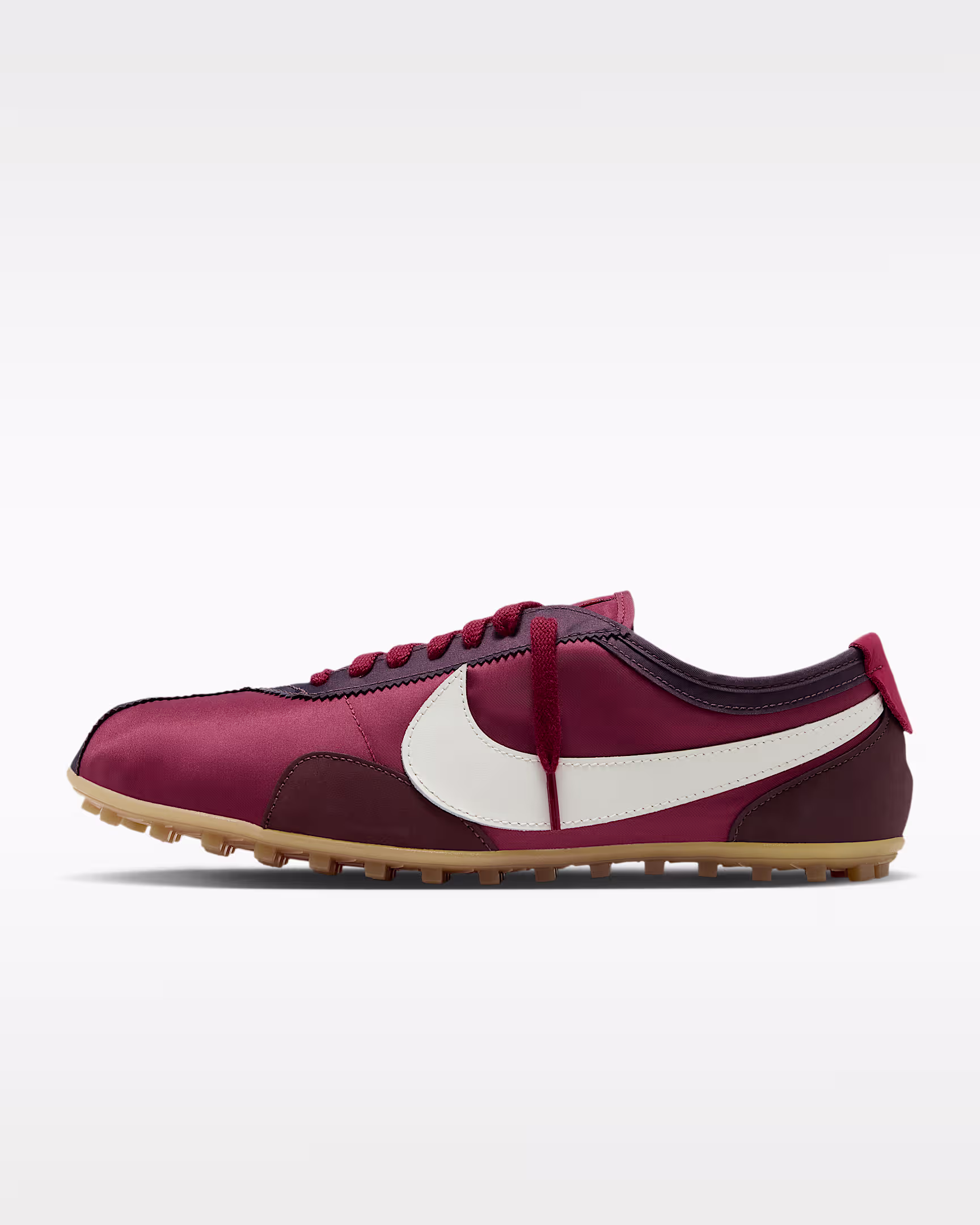 Nike Moon Shoe OG Tough Red IX3952-600 burgundy nylon upper white leather Swoosh gum waffle sole