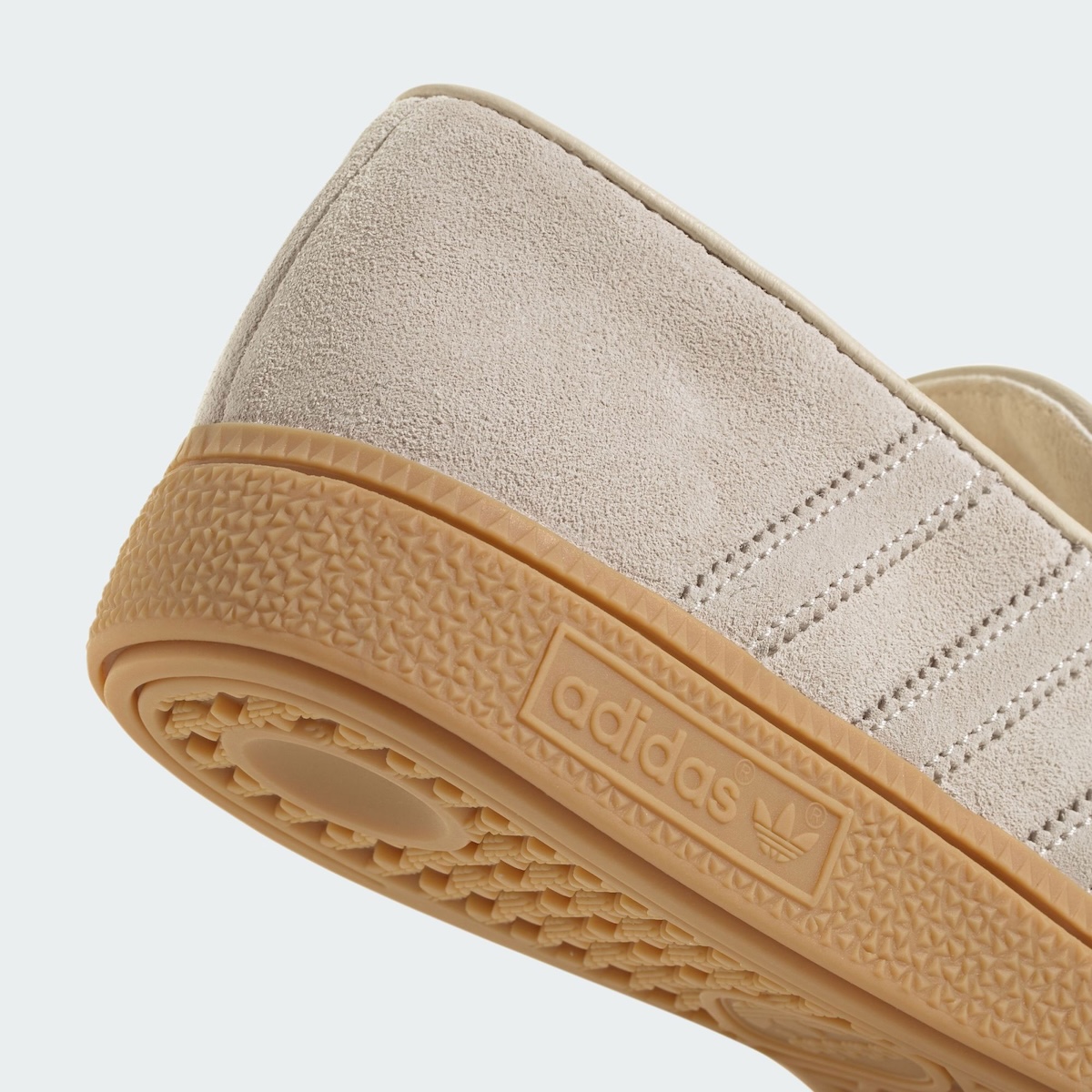 adidas Handball Spezial Loafer Wonder White Gum KJ0640 side profile with flush Three Stripes