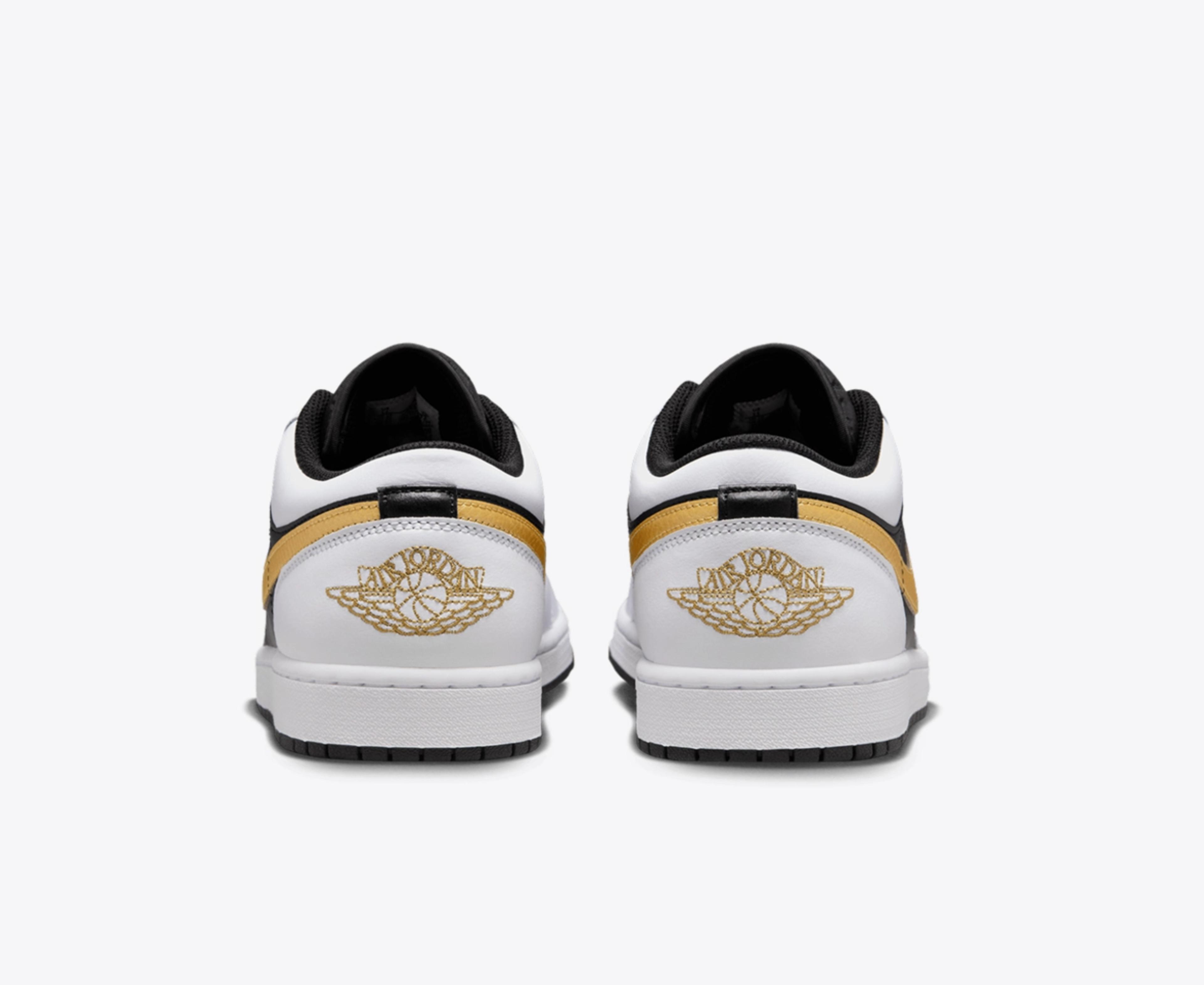 Jordan Air Jordan 1 Low White Black Metallic Gold Swoosh view 2