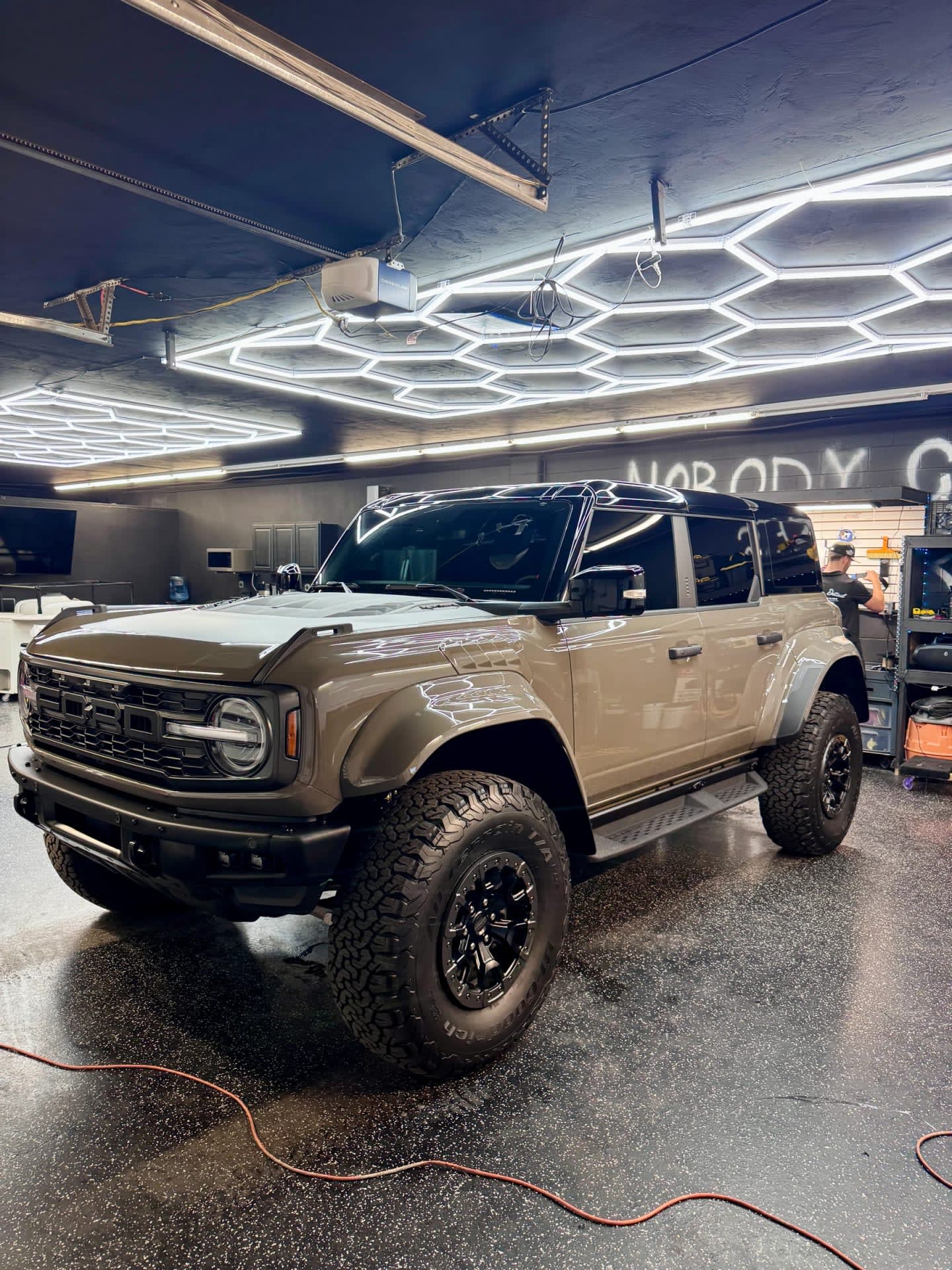 Ford Bronco Raptor in the detailing bay