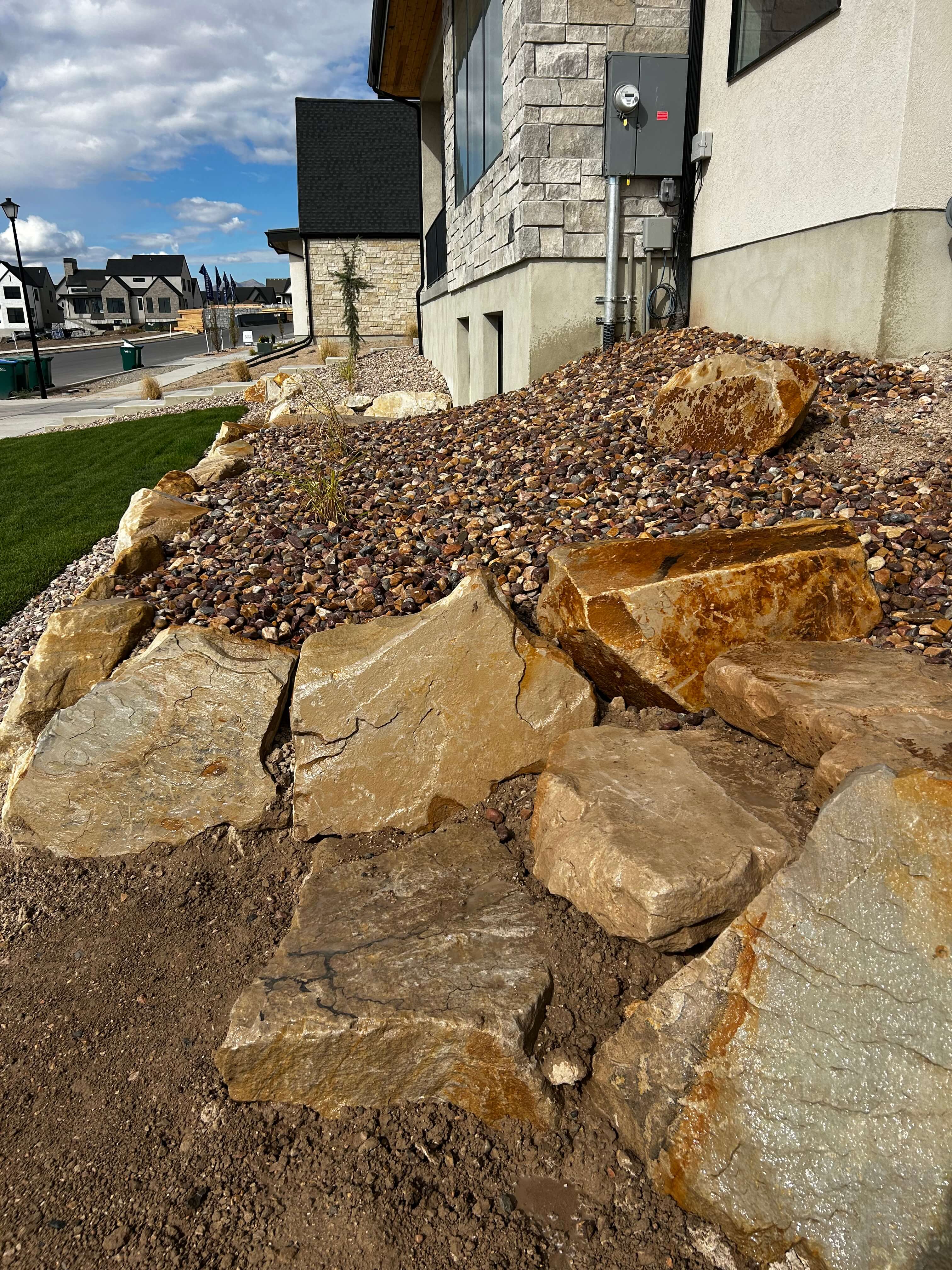 Natural stone steps and rock work