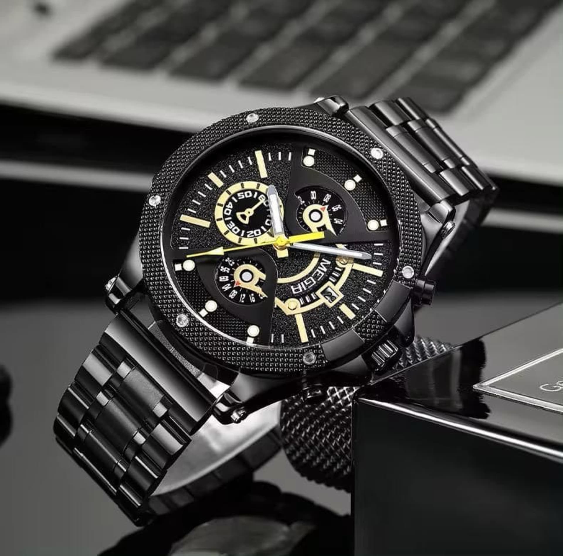 Megir double belt watch