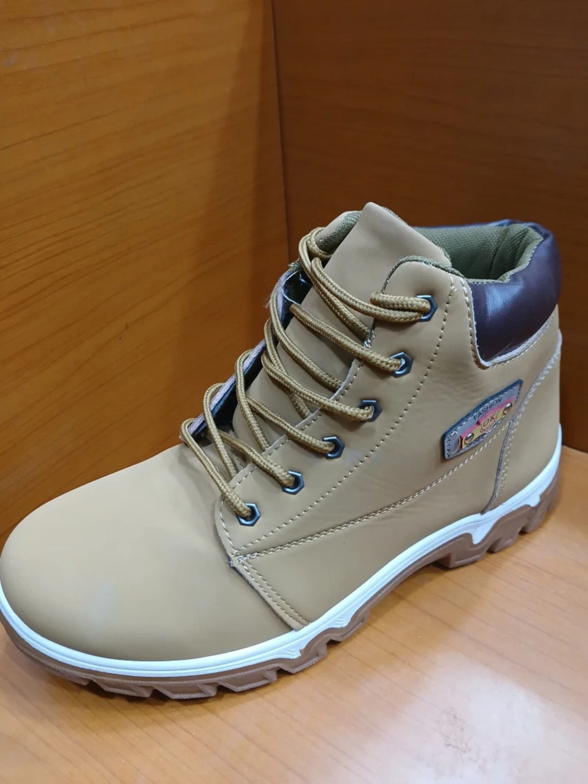 tan high-top boots