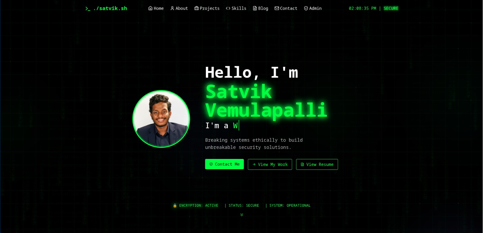 Satvik's Cybersecurity Portfolio | Pentester & Cloud Security Enthusiast