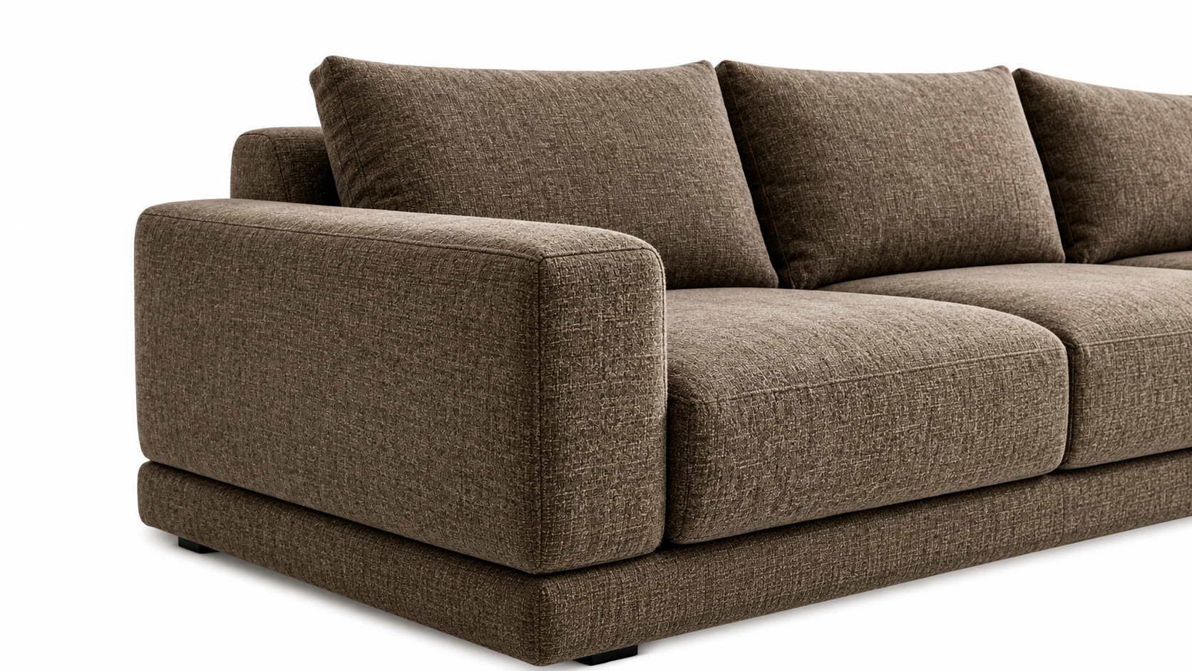 VELTRANO Luxury Sofa in Warm Taupe Bouclé Fabric with Matte Black MS Legs by MERAKI — view 5