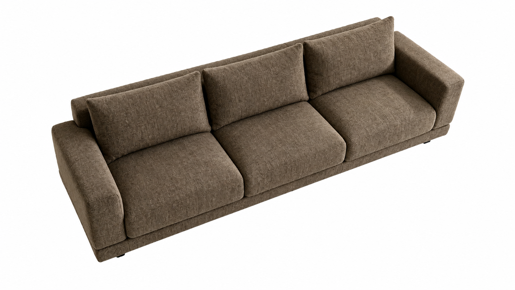 VELTRANO Luxury Sofa in Warm Taupe Bouclé Fabric with Matte Black MS Legs by MERAKI — view 6