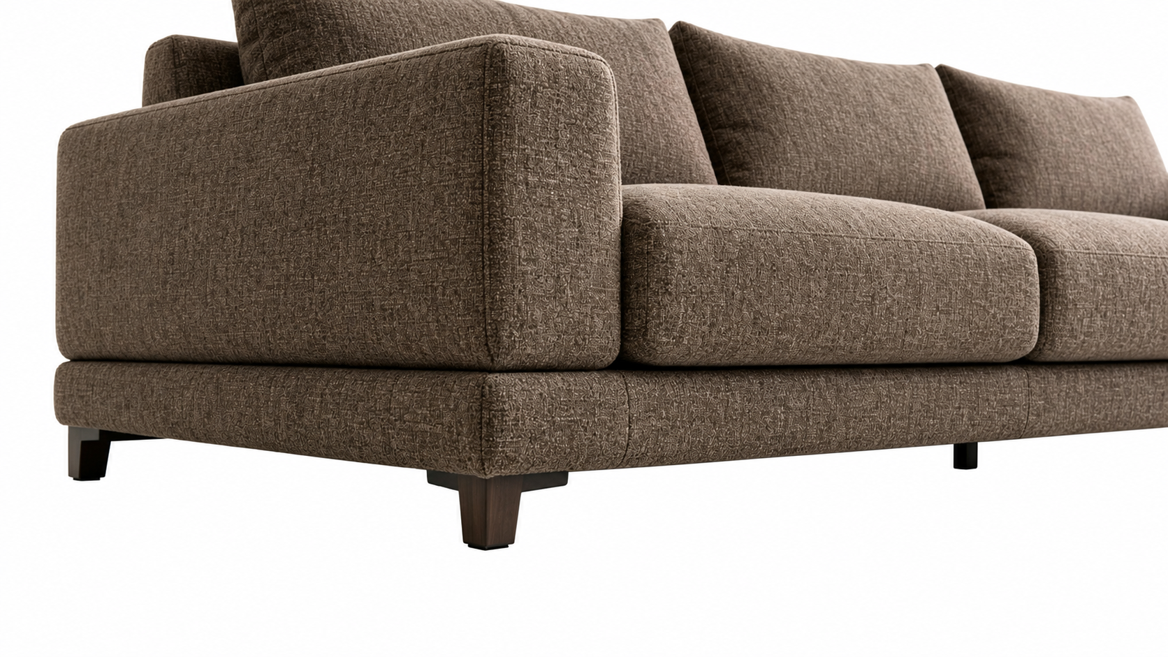 VELTRANO Luxury Sofa in Warm Taupe Bouclé Fabric with Matte Black MS Legs by MERAKI — view 8