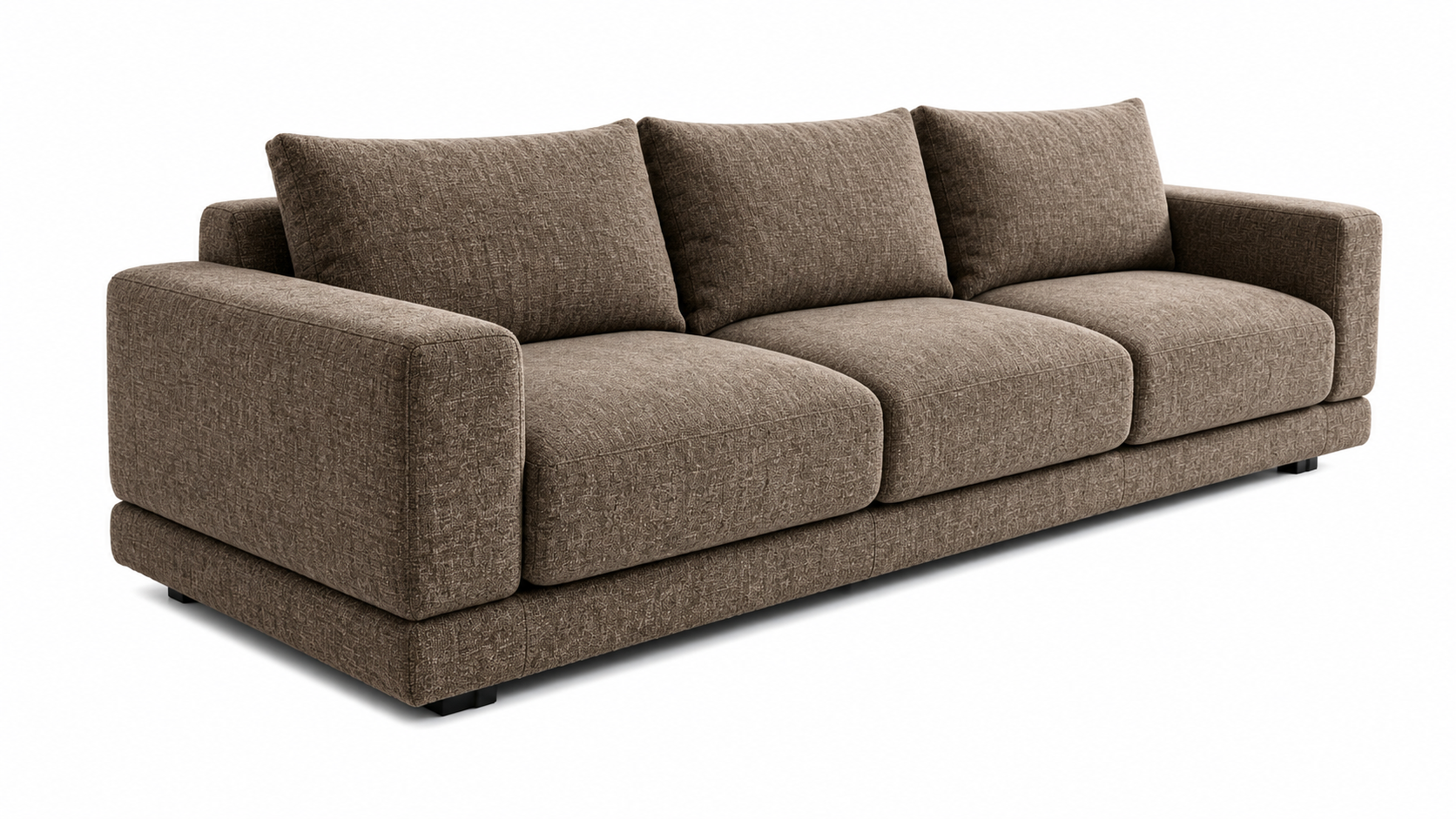 VELTRANO Luxury Sofa in Warm Taupe Bouclé Fabric with Matte Black MS Legs by MERAKI — view 10
