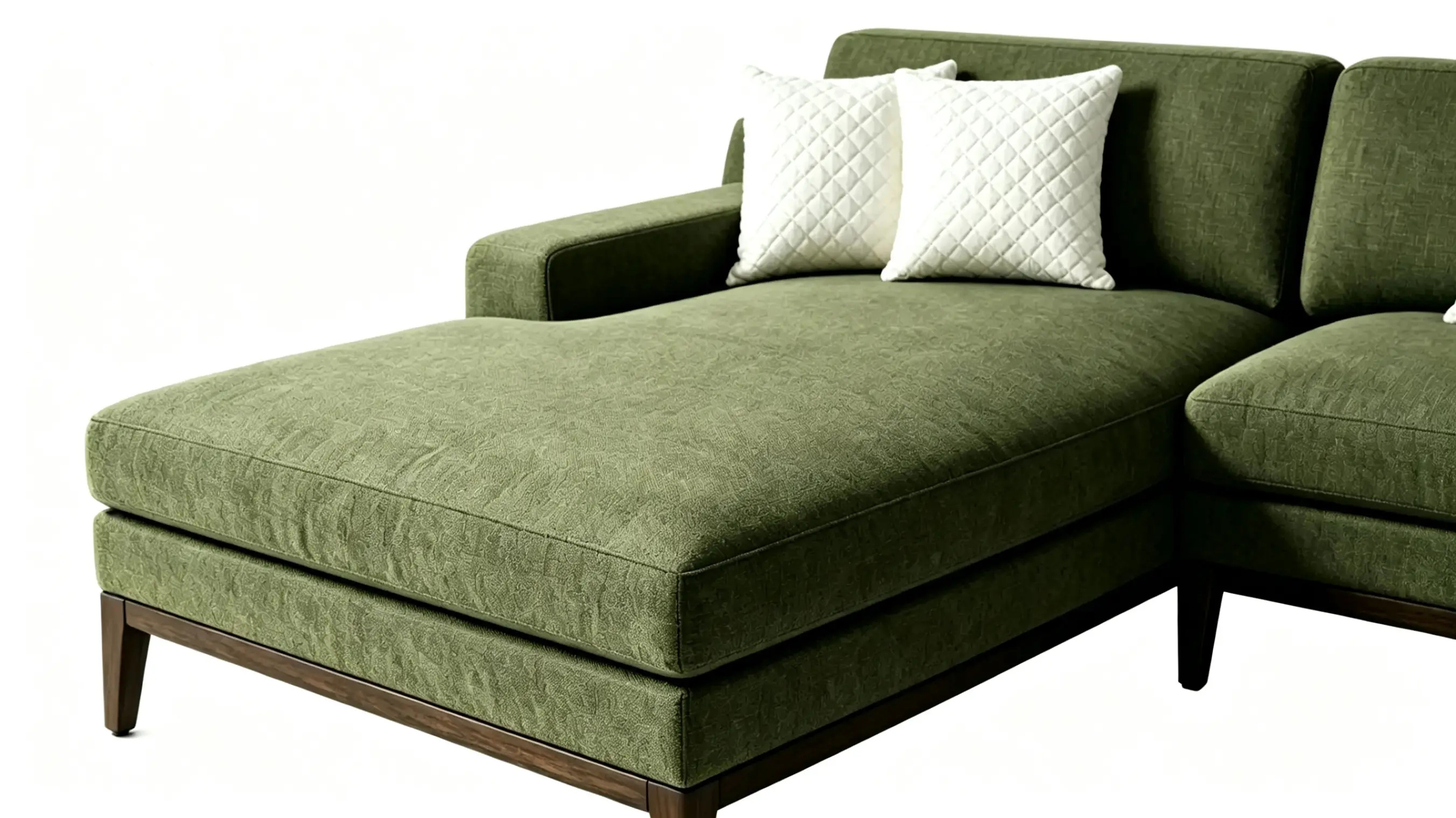 VERDANO Luxury L-Shaped Modular Sofa with Premium Olive Green Performance Fabric and Solid Oak Legs by MERAKI — view 4