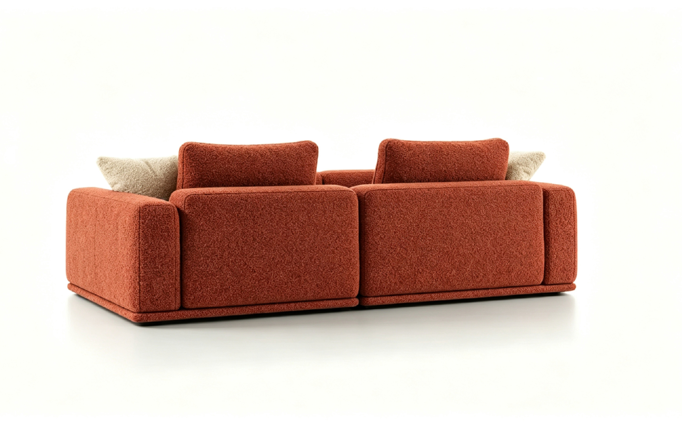 AUREVIO Luxury Designer Sofa with Burnt Terracotta Bouclé Fabric and Fully Upholstered Base by MERAKI — view 10