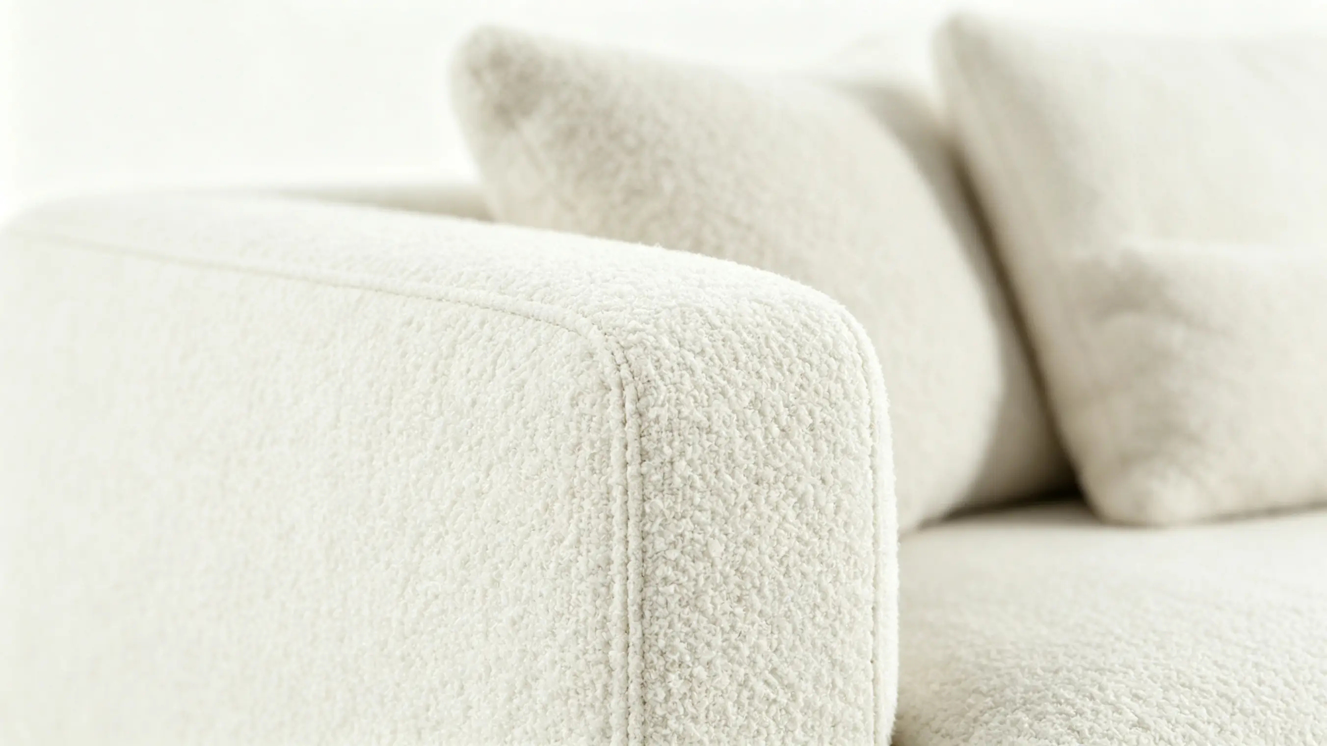 ELVANO Luxury Twin Modular Sofa with Integrated Natural Oak Centre Table and Warm Ivory Bouclé Upholstery by MERAKI — view 3