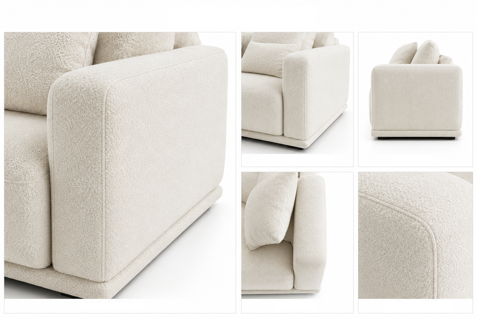 ELVANO Luxury Twin Modular Sofa with Integrated Natural Oak Centre Table and Warm Ivory Bouclé Upholstery by MERAKI — view 4