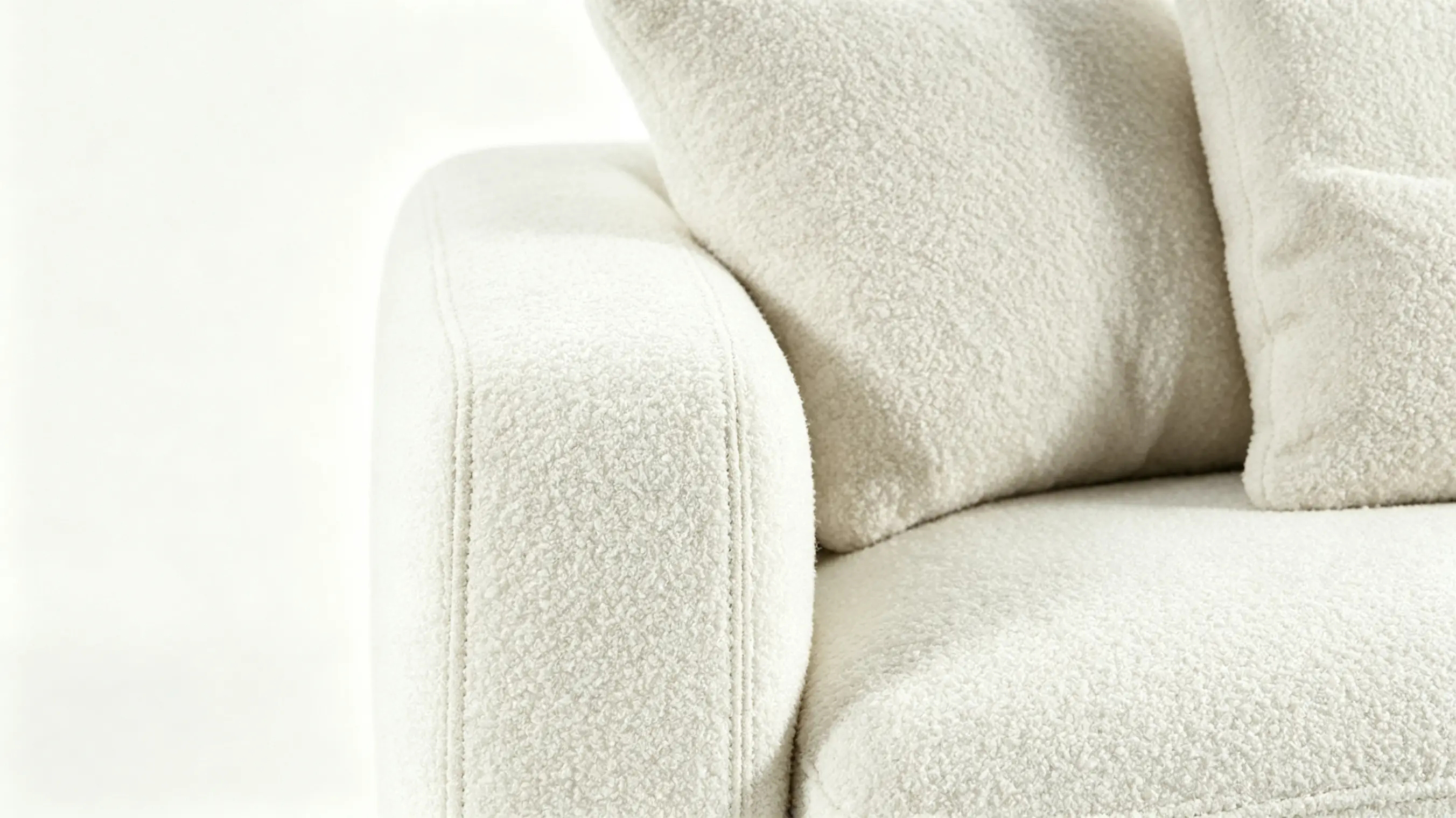 ELVANO Luxury Twin Modular Sofa with Integrated Natural Oak Centre Table and Warm Ivory Bouclé Upholstery by MERAKI — view 5