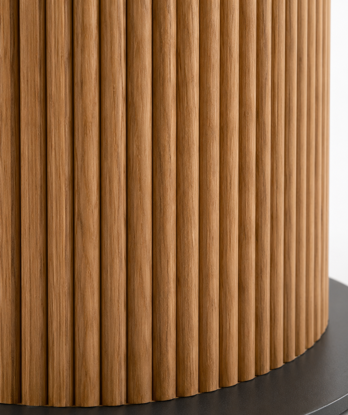 ALDORAN Luxury Oval Dining Table with Handcrafted Sunburst Oak Veneer Top and Solid Oak Fluted Pedestal by MERAKI — view 3