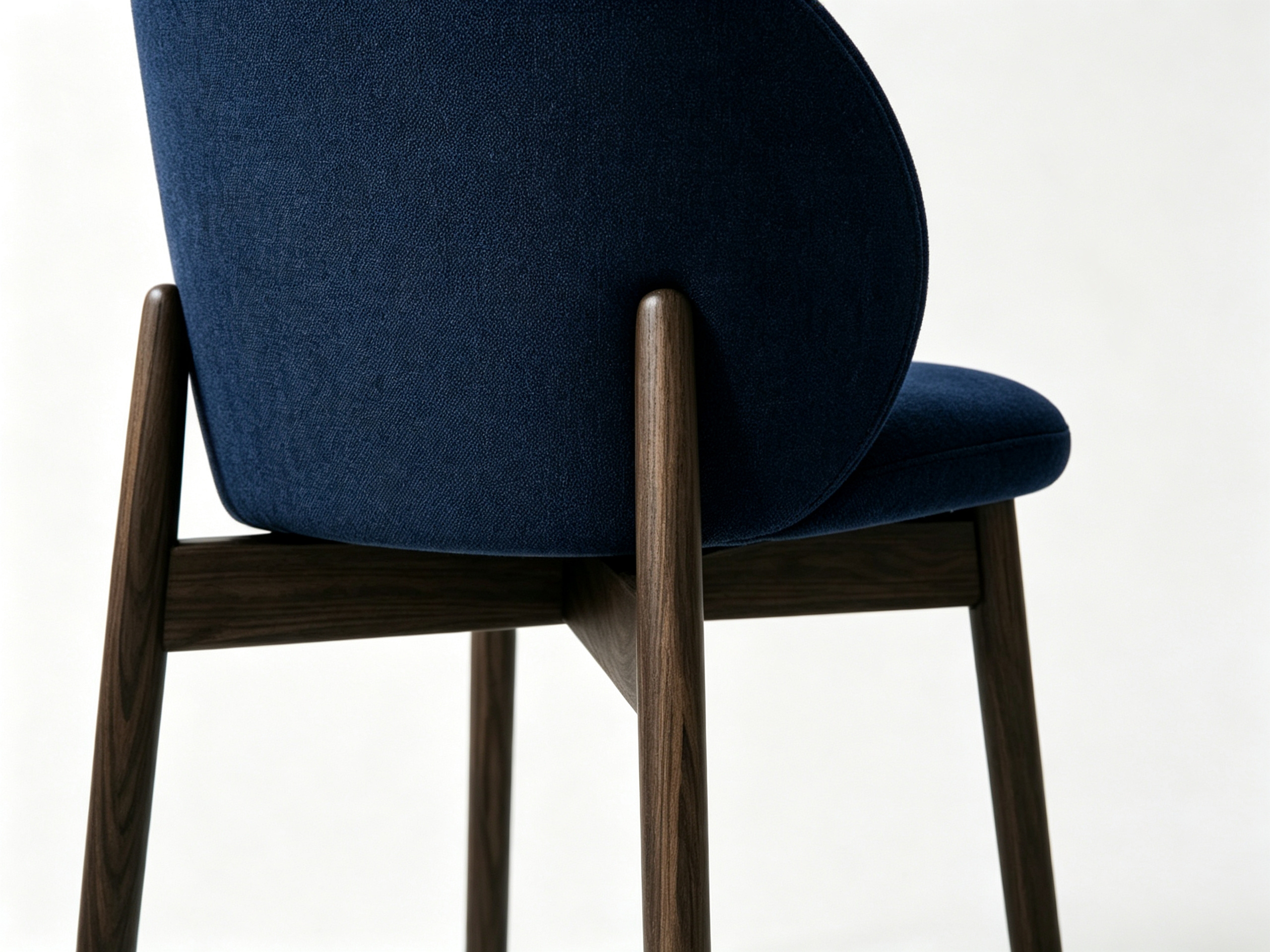 NAVERO Luxury Solid Oak Dining Chair with Curved Upholstered Backrest and Midnight Blue Performance Fabric by MERAKI — view 3