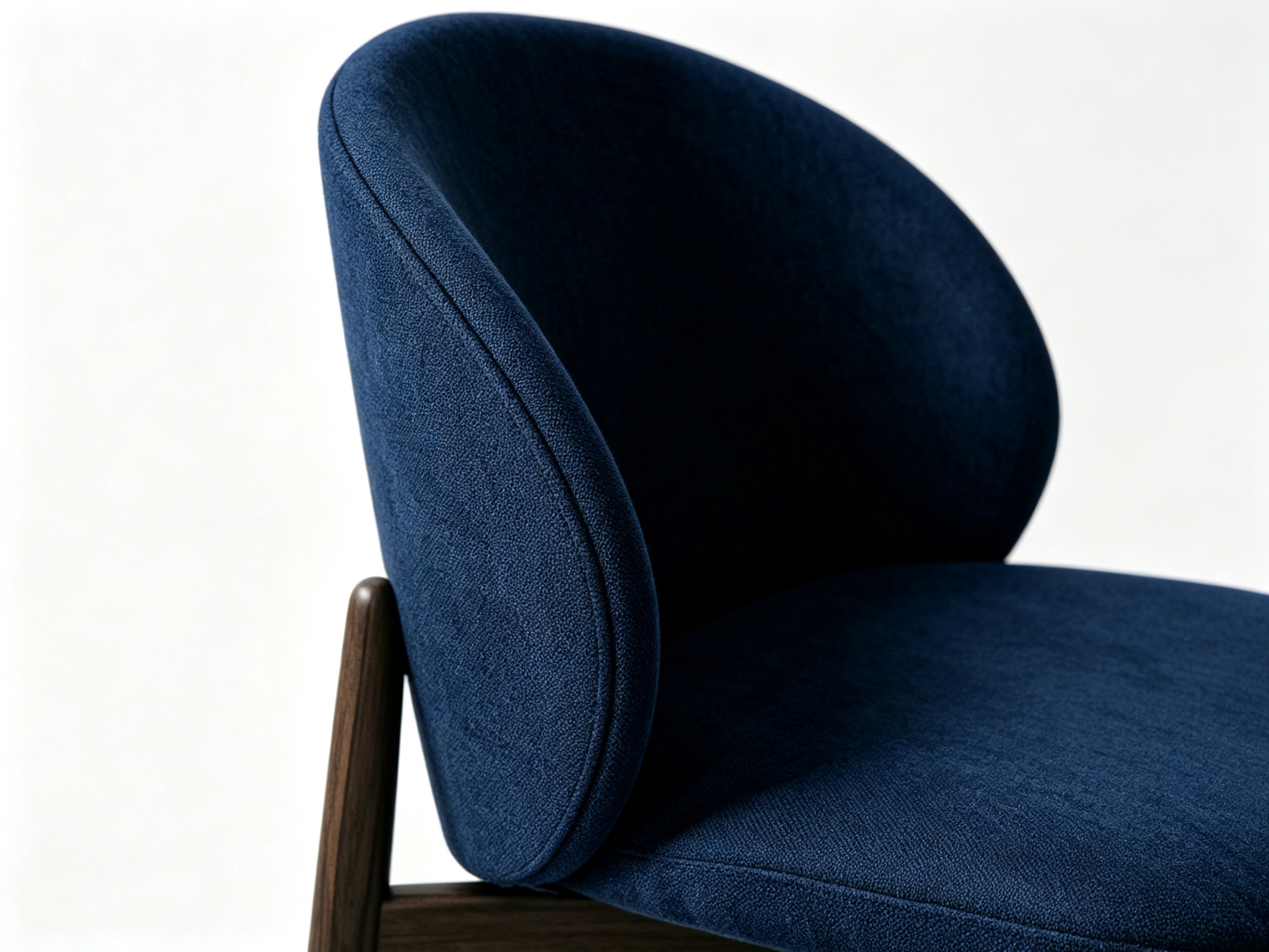 NAVERO Luxury Solid Oak Dining Chair with Curved Upholstered Backrest and Midnight Blue Performance Fabric by MERAKI — view 4