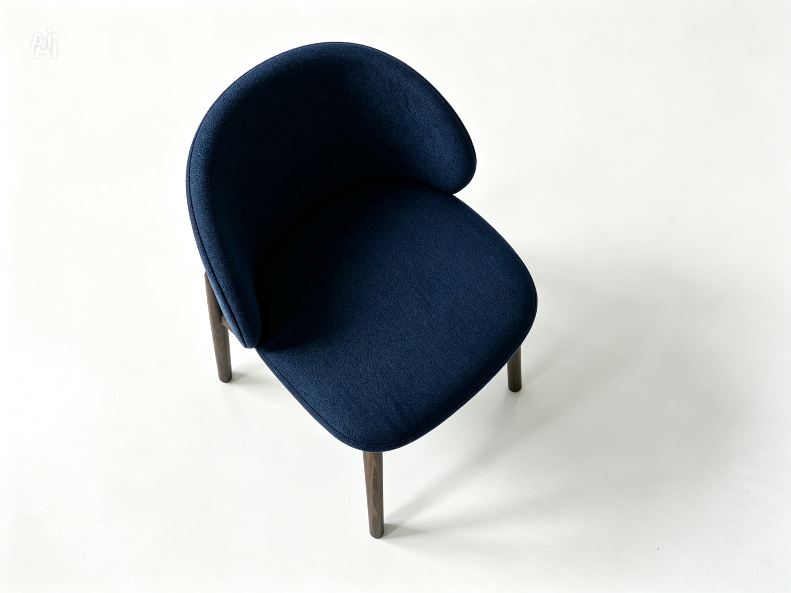 NAVERO Luxury Solid Oak Dining Chair with Curved Upholstered Backrest and Midnight Blue Performance Fabric by MERAKI — view 5