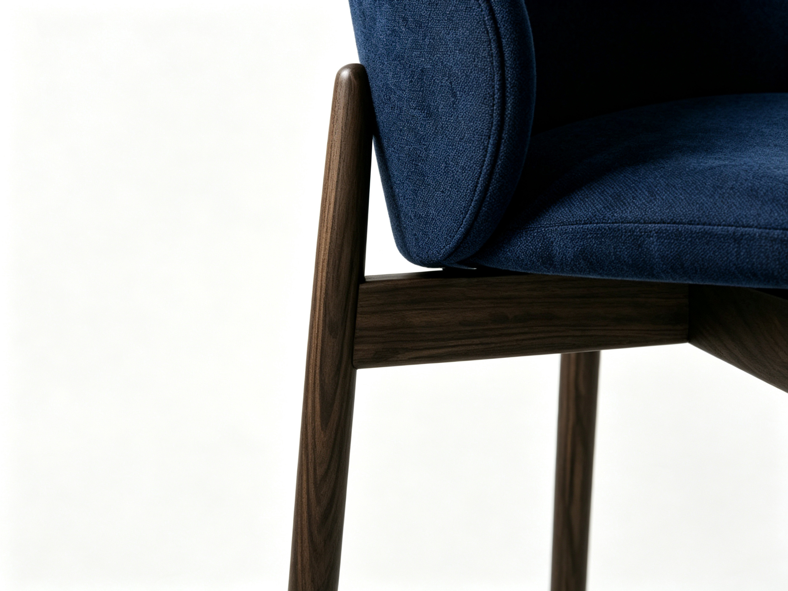 NAVERO Luxury Solid Oak Dining Chair with Curved Upholstered Backrest and Midnight Blue Performance Fabric by MERAKI — view 7