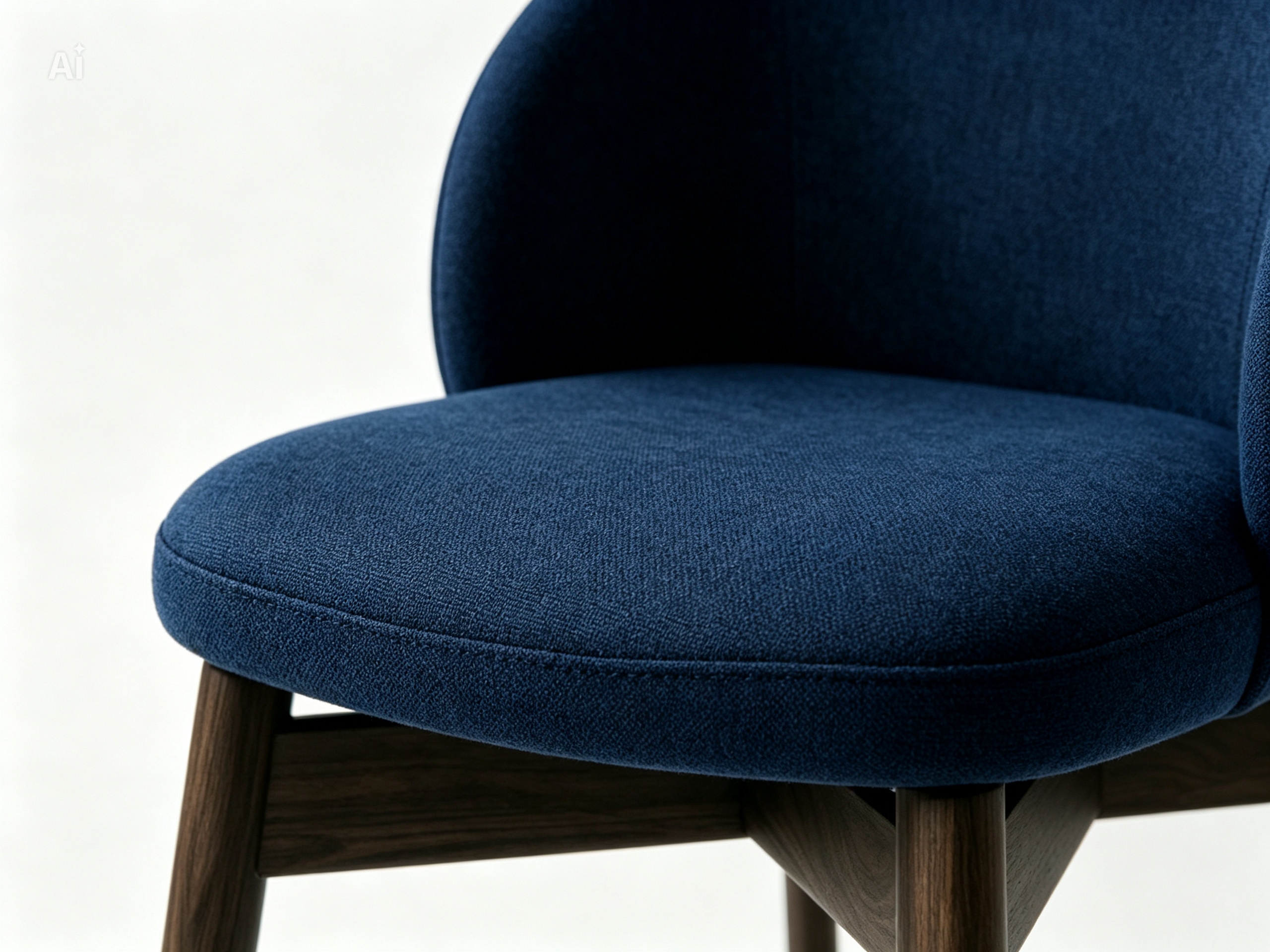 NAVERO Luxury Solid Oak Dining Chair with Curved Upholstered Backrest and Midnight Blue Performance Fabric by MERAKI — view 6