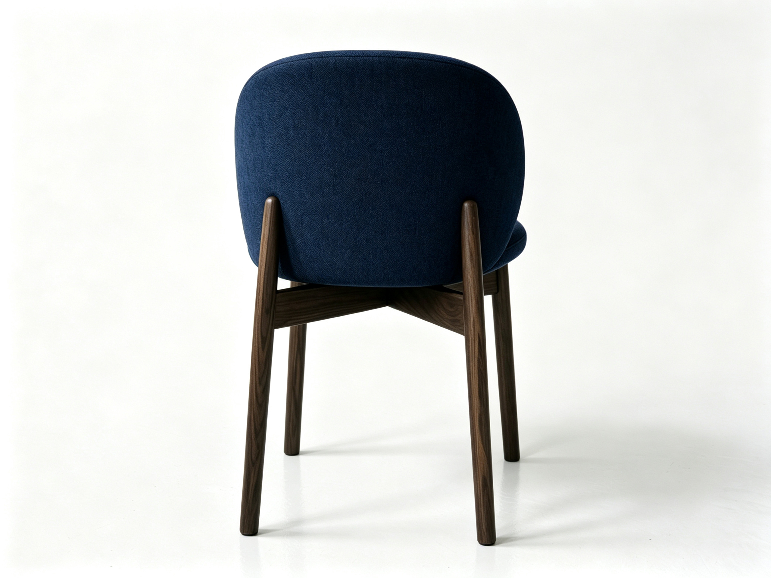 NAVERO Luxury Solid Oak Dining Chair with Curved Upholstered Backrest and Midnight Blue Performance Fabric by MERAKI — view 8