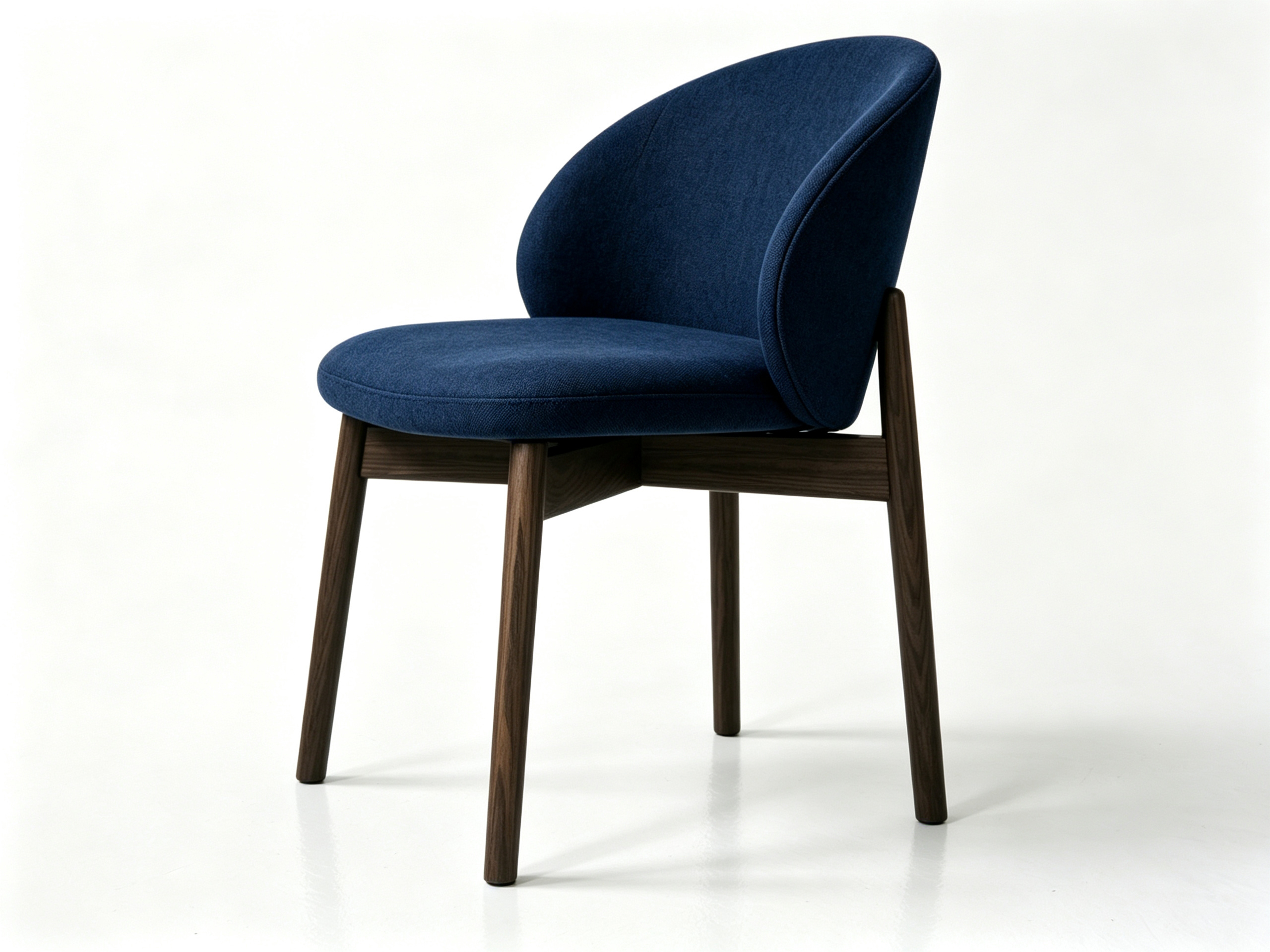 NAVERO Luxury Solid Oak Dining Chair with Curved Upholstered Backrest and Midnight Blue Performance Fabric by MERAKI — view 9
